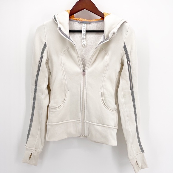 lululemon athletica Tops - Lululemon White with Gray Scuba Hoodie